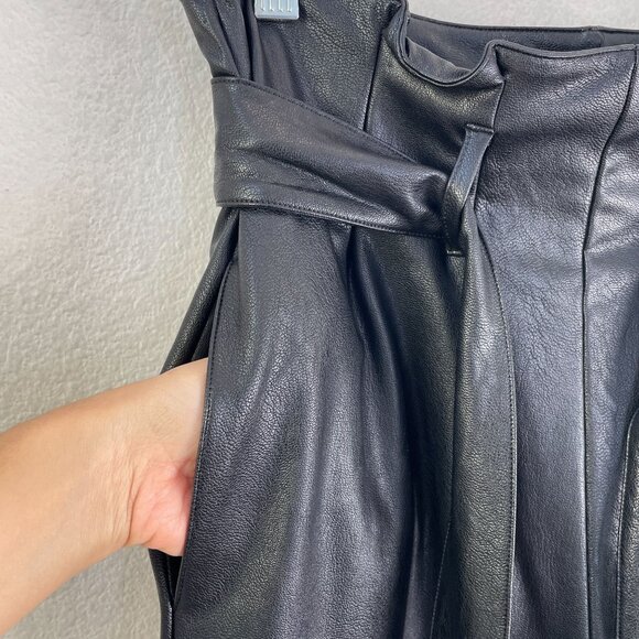 NEW Commando Womens Small Black Faux Leather Pants Paperbag Waist Ankle - Picture 11 of 15